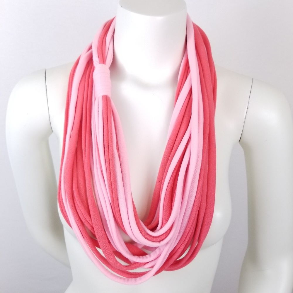 Infinity Scarf Rolled Hem Twist Pink Coral Y2K